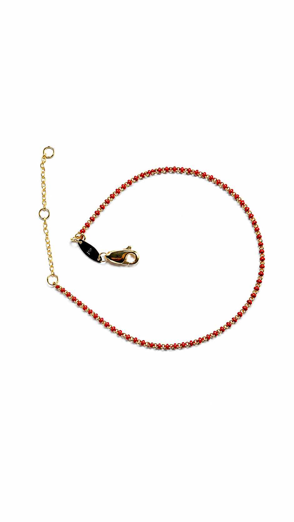 18K Gold Red Rope Bracelet | French Braided Cord, Lucky String Jewelry