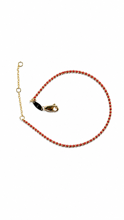18K Gold Red Rope Bracelet | French Braided Cord, Lucky String Jewelry
