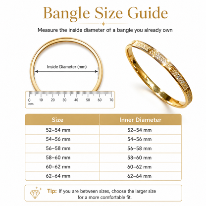 18K Solid Yellow Gold Pavé Bangle Bracelet, AU750 Geometric Fine Jewelry