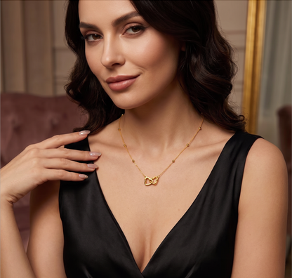 18K Solid Gold Dainty Bead Pendant Necklace, Minimalist Layering Chain, Women's Jewelry