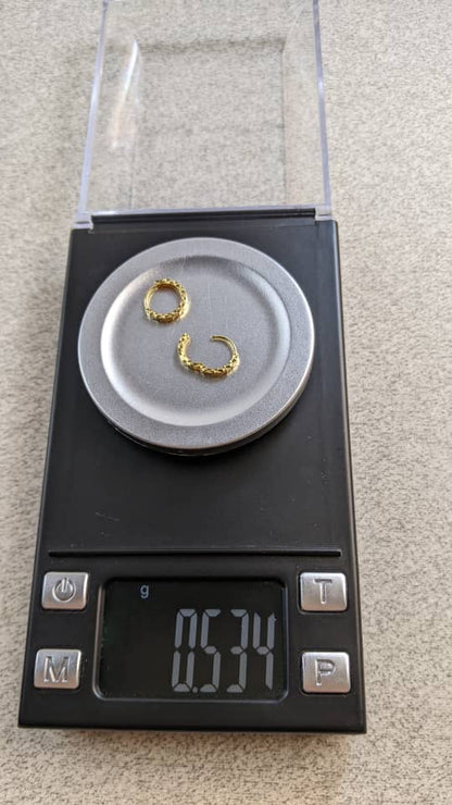 18K Solid Gold Diamond-Cut Huggie Earrings