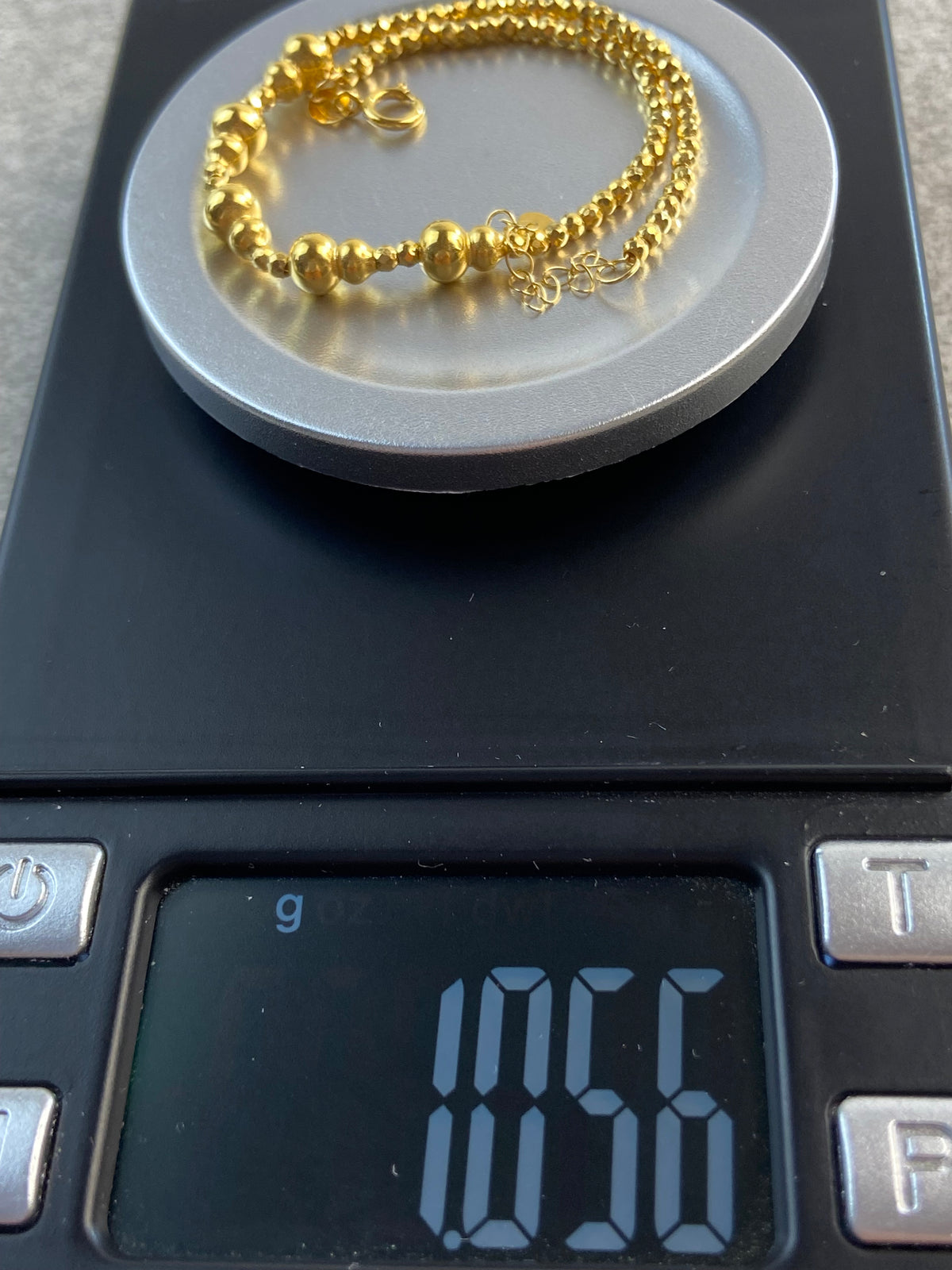 18K Solid Gold Graduated Bead Bracelet