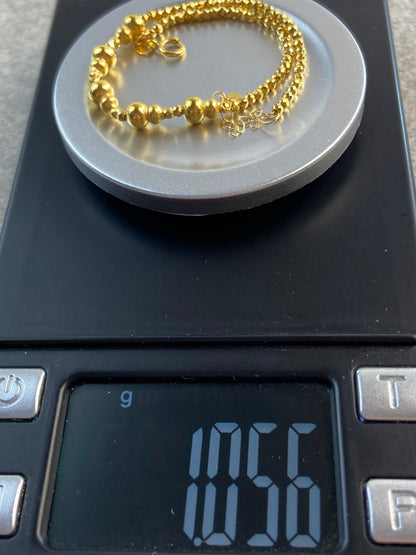 18K Solid Gold Graduated Bead Bracelet