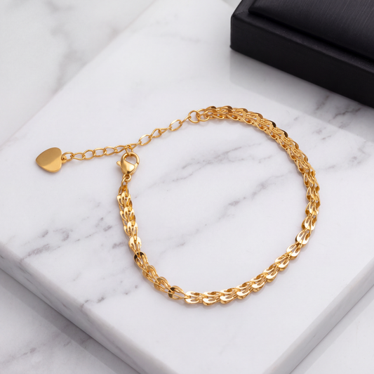 Solid 18K Gold Phoenix Tail Bracelet | Rose Gold Chain, Minimalist Fine Jewelry