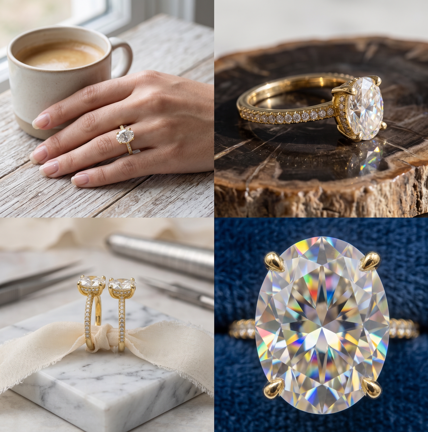 18K Solid Gold AU750 Moissanite Solitaire Four-Prong Engagement Wedding Promise Dainty