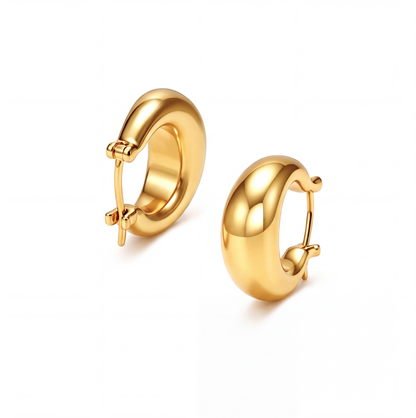 18K Solid Gold Chunky Statement Hoops
