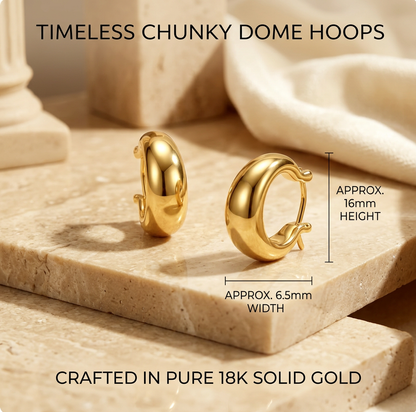 18K Solid Gold Chunky Statement Hoops