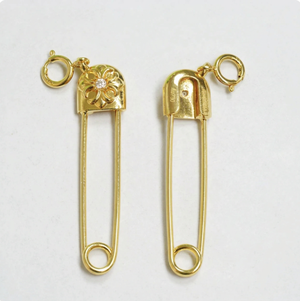 18K Solid Gold Double Pin Clasp