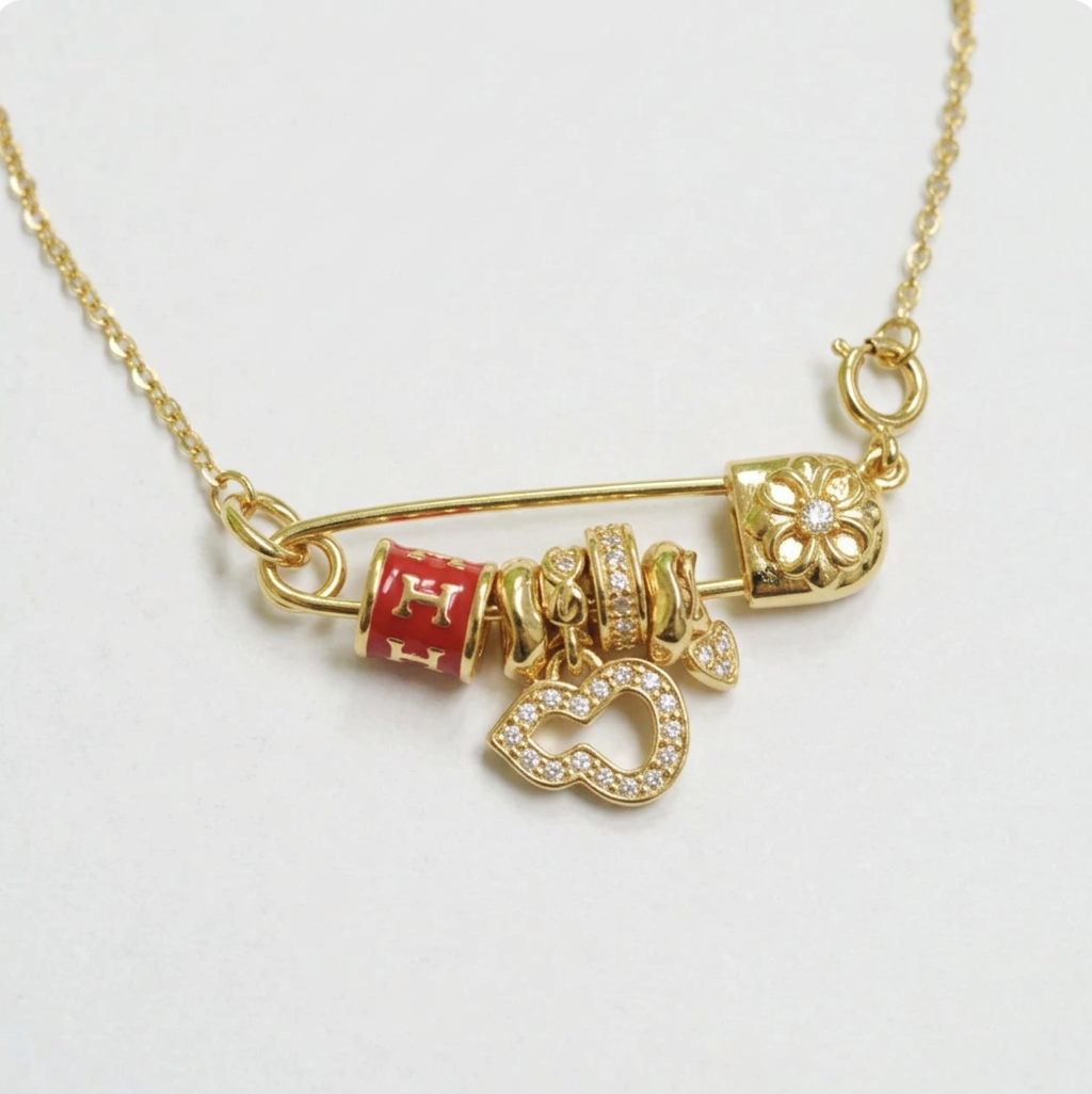 18K Solid Gold Double Pin Clasp