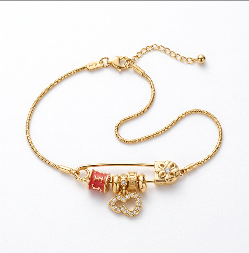 18K Solid Gold Double Pin Clasp