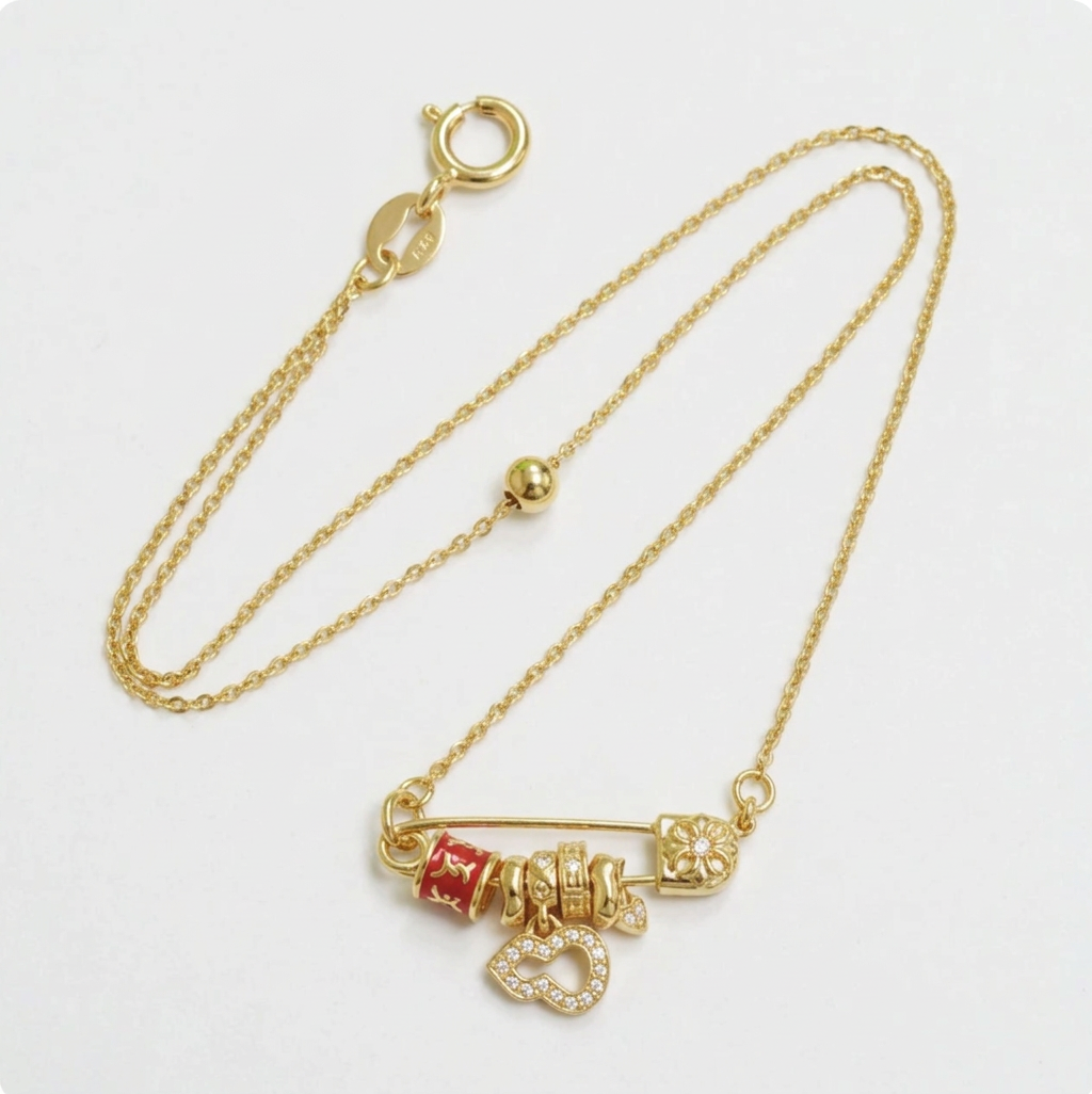 18K Solid Gold Double Pin Clasp