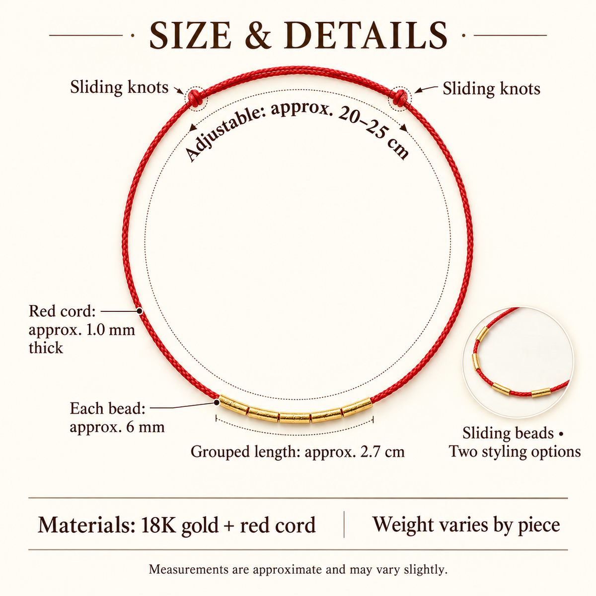 18K Solid Gold Anklet Set – Red Cord & Heart Charm