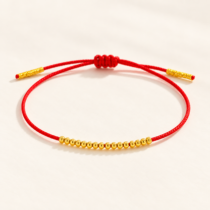 18K Solid Gold Red String Bracelet – 2 mm Beads