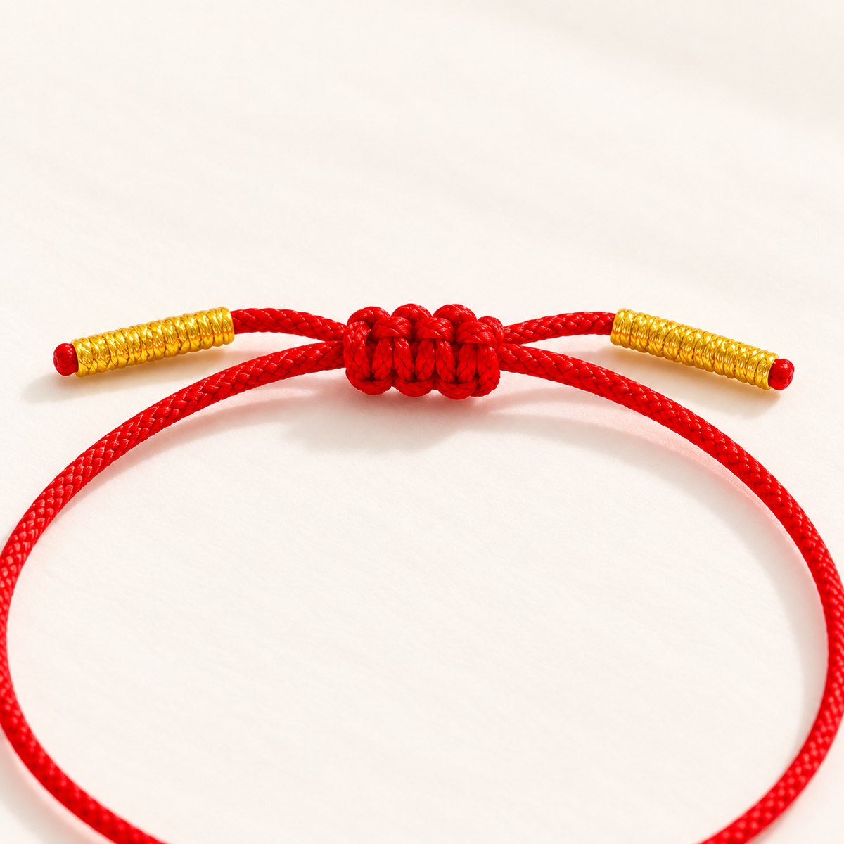 18K Solid Gold Red String Bracelet – 2 mm Beads