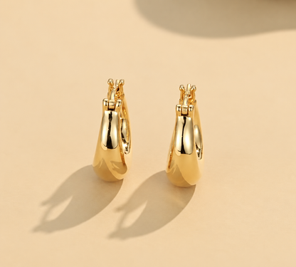 18K Solid Gold Chunky Statement Hoops