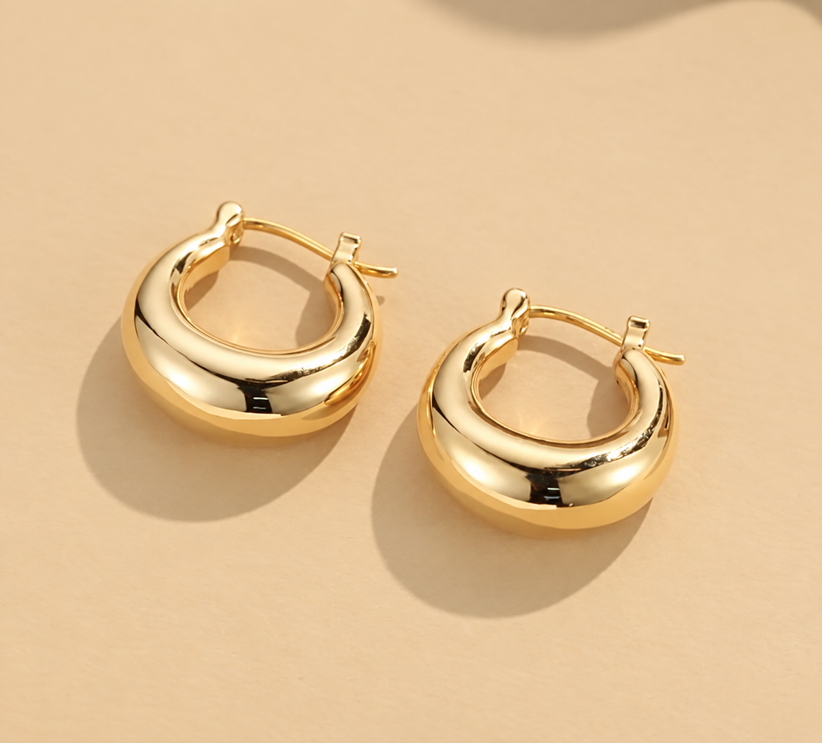 18K Solid Gold Chunky Statement Hoops