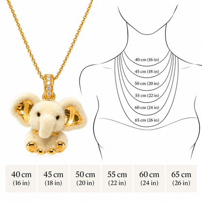 18K Solid Gold Elephant Pendant with Moissanite