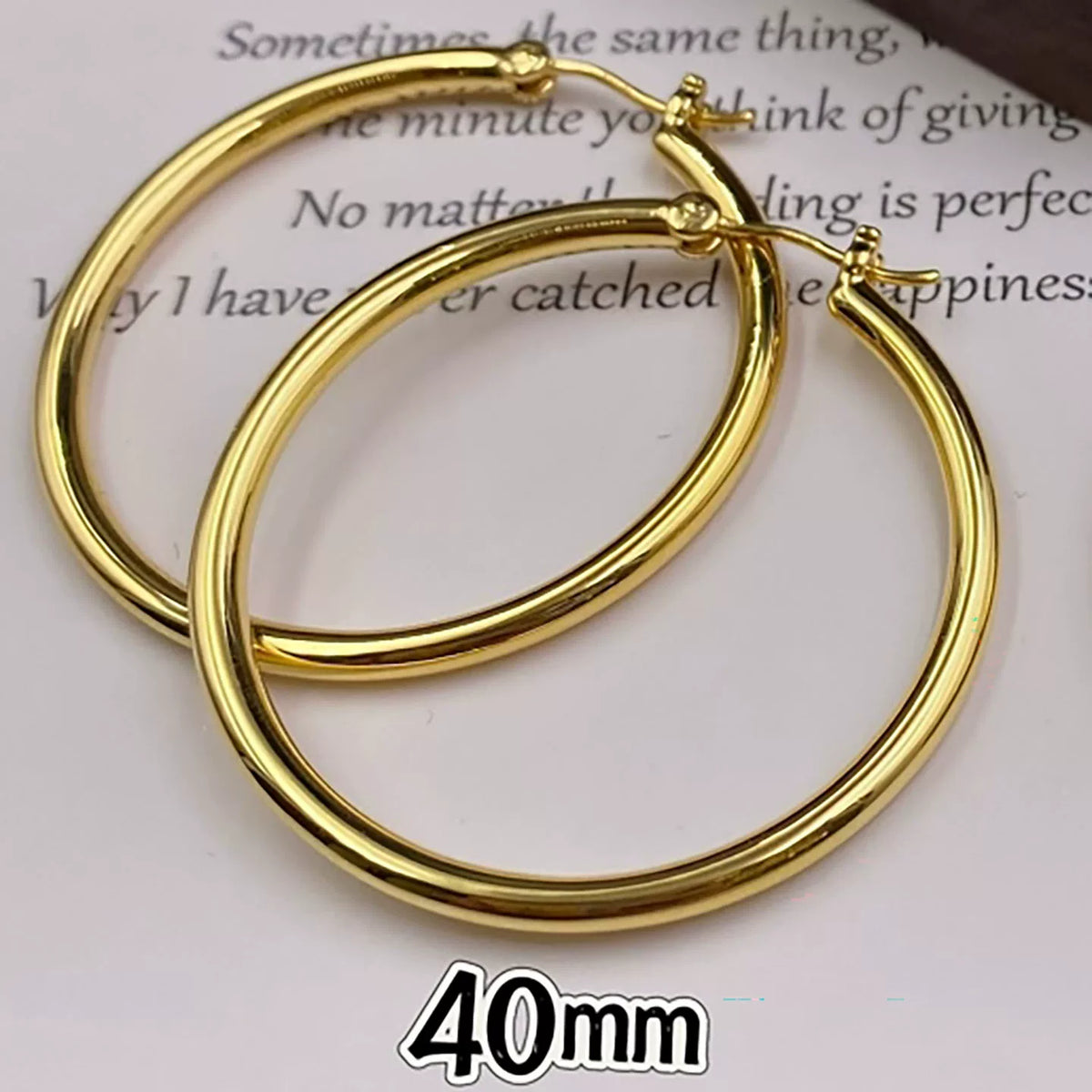 18K Solid Gold Large Statement Hoop Earrings