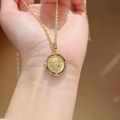 18K Solid Gold Two-Tone Reversible Coin Pendant
