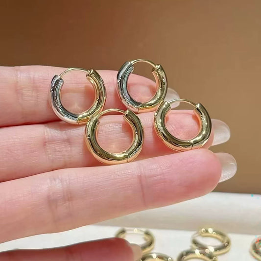 18K Solid Gold Donut Hoop Earrings