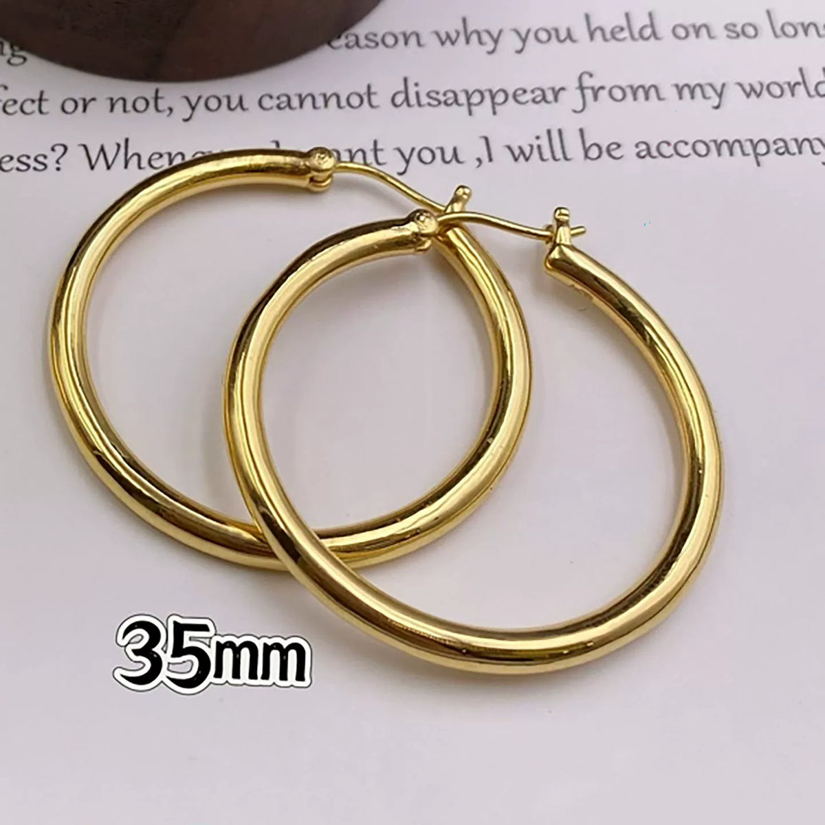 18K Solid Gold Large Statement Hoop Earrings