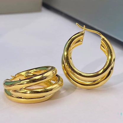 18K Solid Gold Large Claw Hoop Earrings