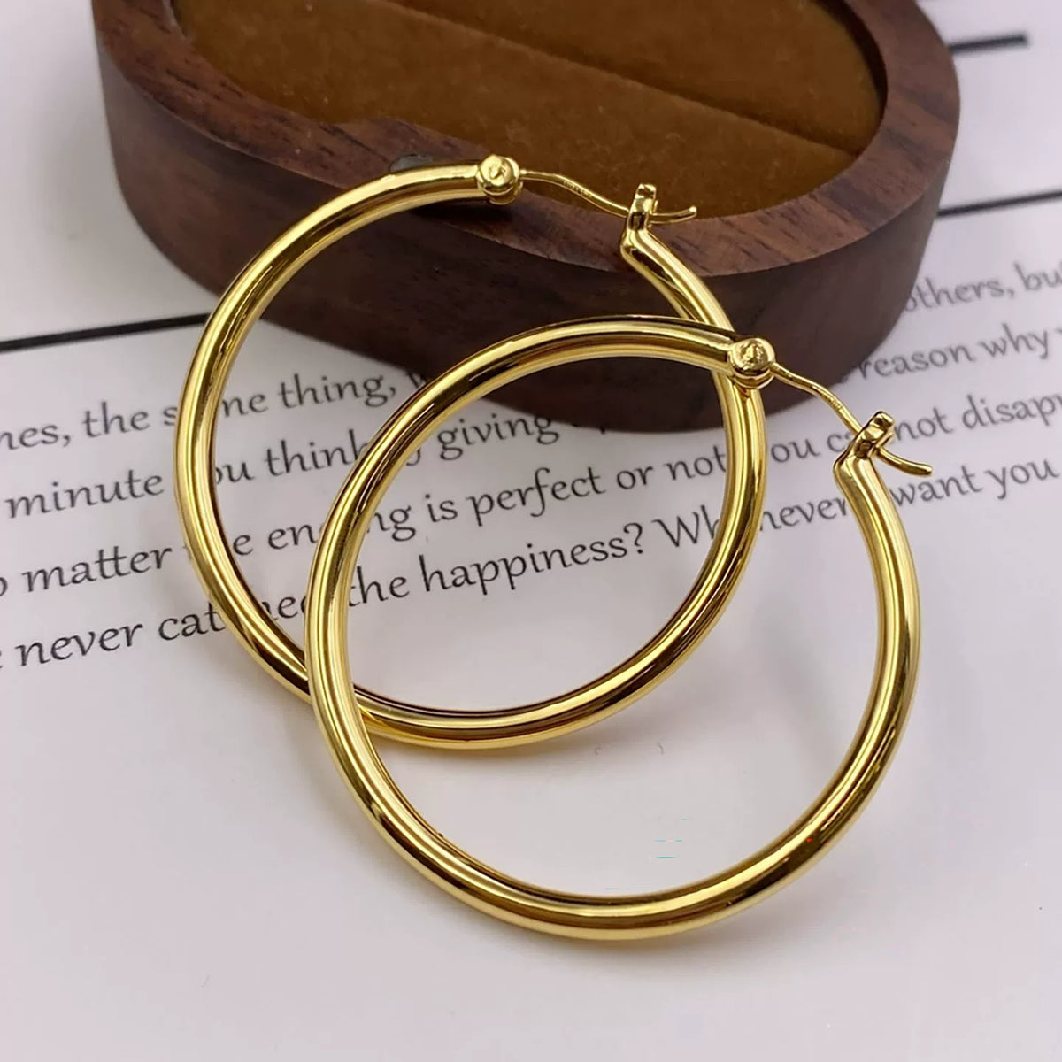 18K Solid Gold Large Statement Hoop Earrings