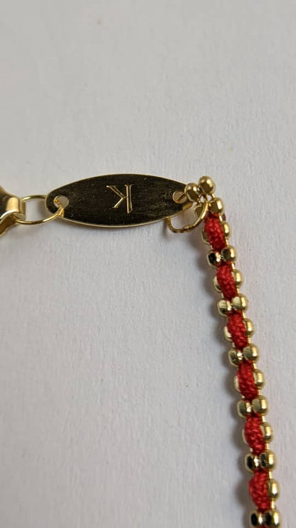 18K Gold Red Rope Bracelet | French Braided Cord, Lucky String Jewelry