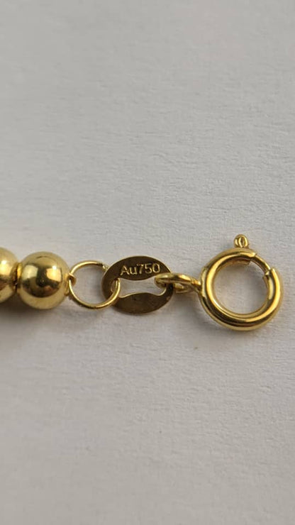 Solid 18K Gold Bead Bracelet | Real AU750 Yellow Gold Ball Chain 7" | Dainty Minimalist Fine Jewelry Gift for Her