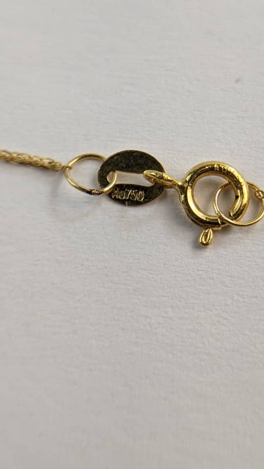 18K Solid Gold Cube Chain Necklace