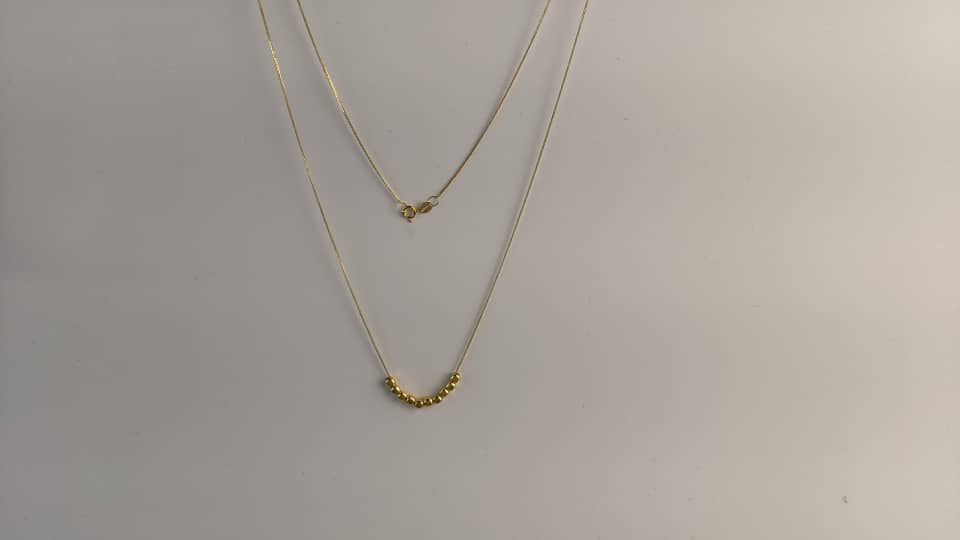 18K Solid Gold Cube Chain Necklace