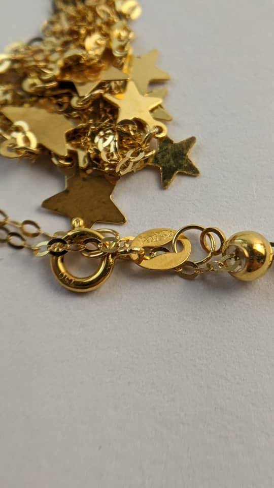18K Solid Gold Polished Disc Necklace