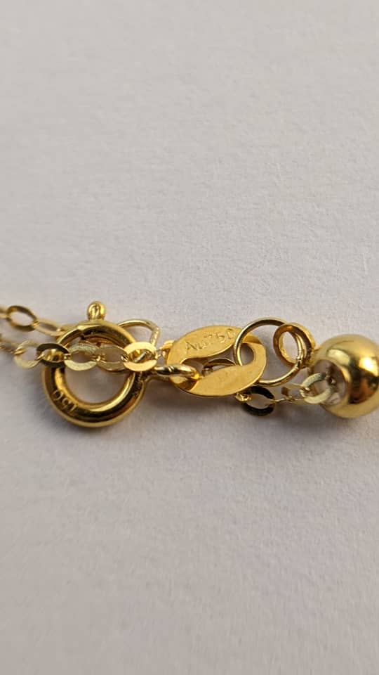 18K Solid Gold Polished Disc Necklace