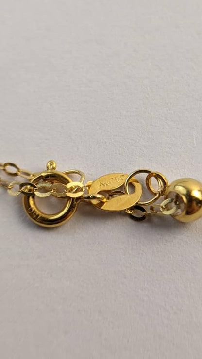 18K Solid Gold Polished Disc Necklace