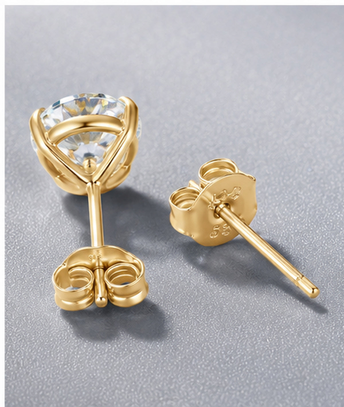 14K Solid Gold Round Moissanite Studs – White or Green