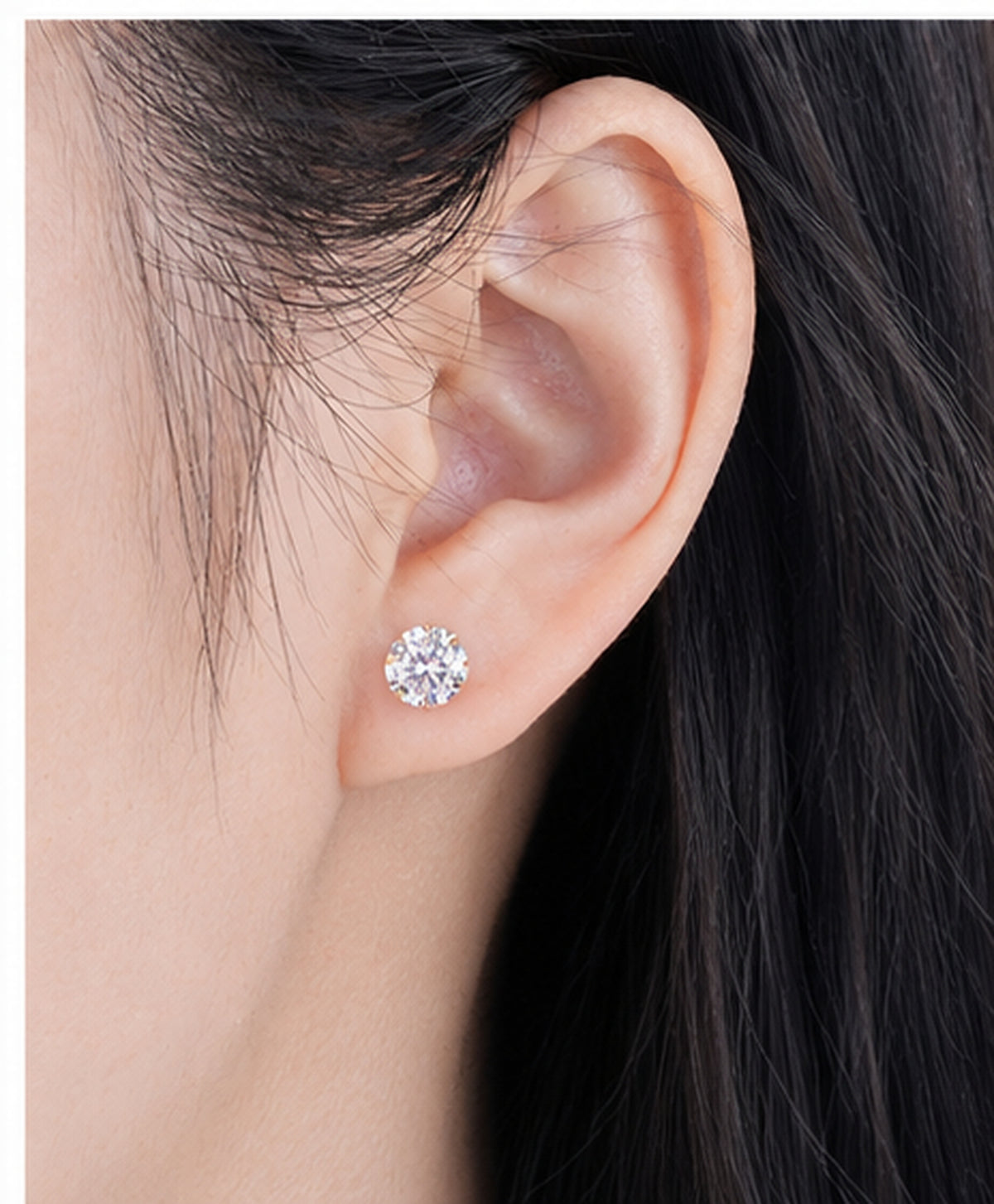 14K Solid Gold Round Moissanite Studs – White or Green