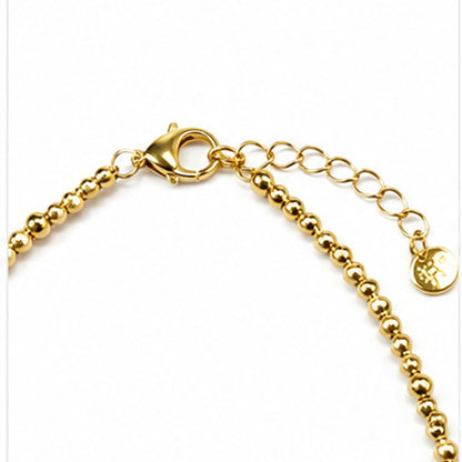 18K Solid Yellow Gold Graduated Beaded Bracelet, Dainty Minimalist Fine Jewelry