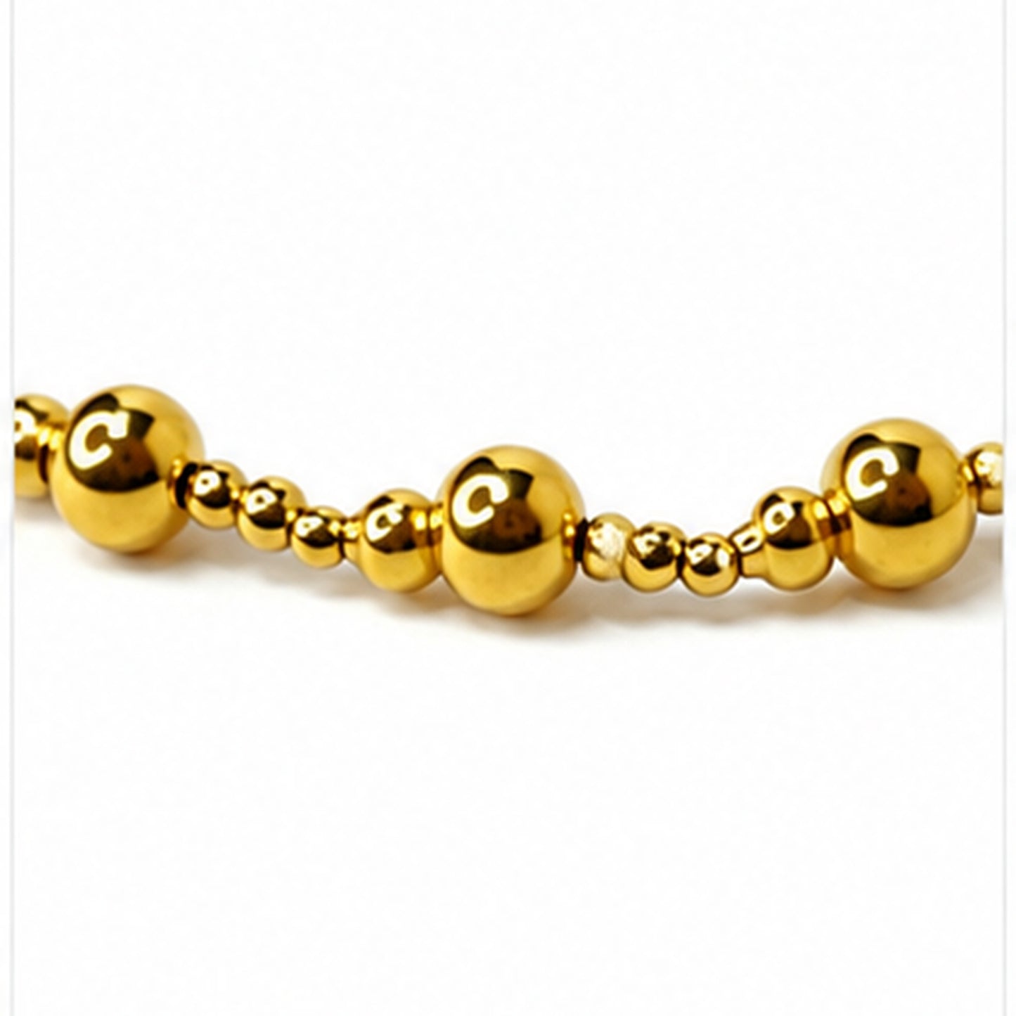 18K Solid Yellow Gold Graduated Beaded Bracelet, Dainty Minimalist Fine Jewelry