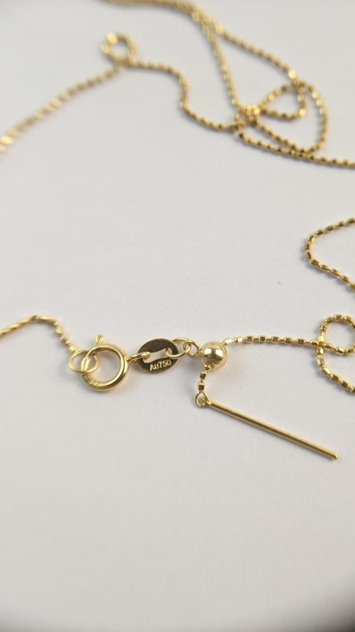 18K Solid Gold Bead Chain Necklace – Dainty Minimalist Layering Jewelry