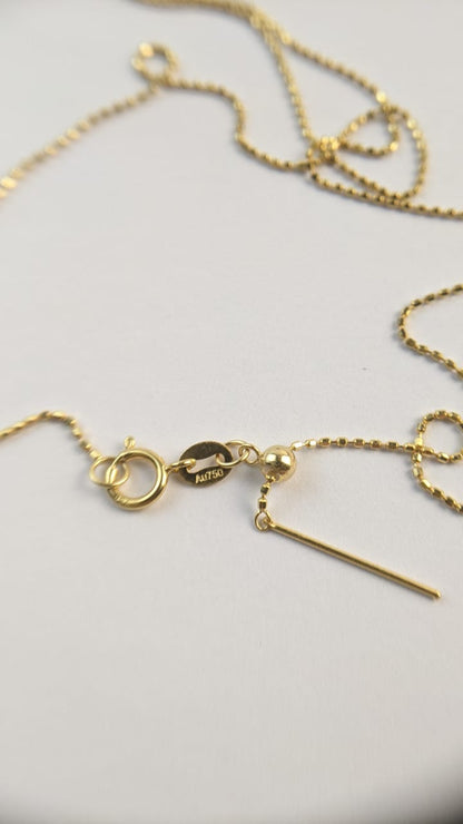 18K Solid Gold Bead Chain Necklace – Dainty Minimalist Layering Jewelry