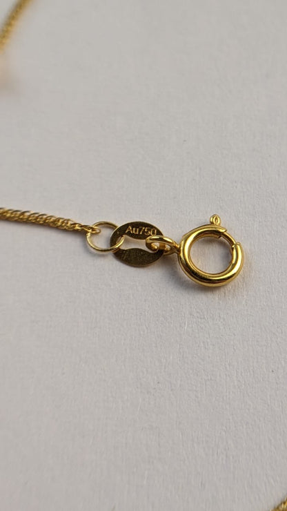 18K Solid Gold Interlocking Double Ring Bracelet, Au750 Twisted Chain with Heart Charm