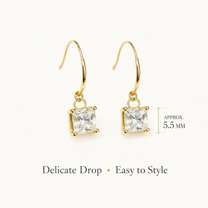18K Solid Gold Square Moissanite Stud Earrings