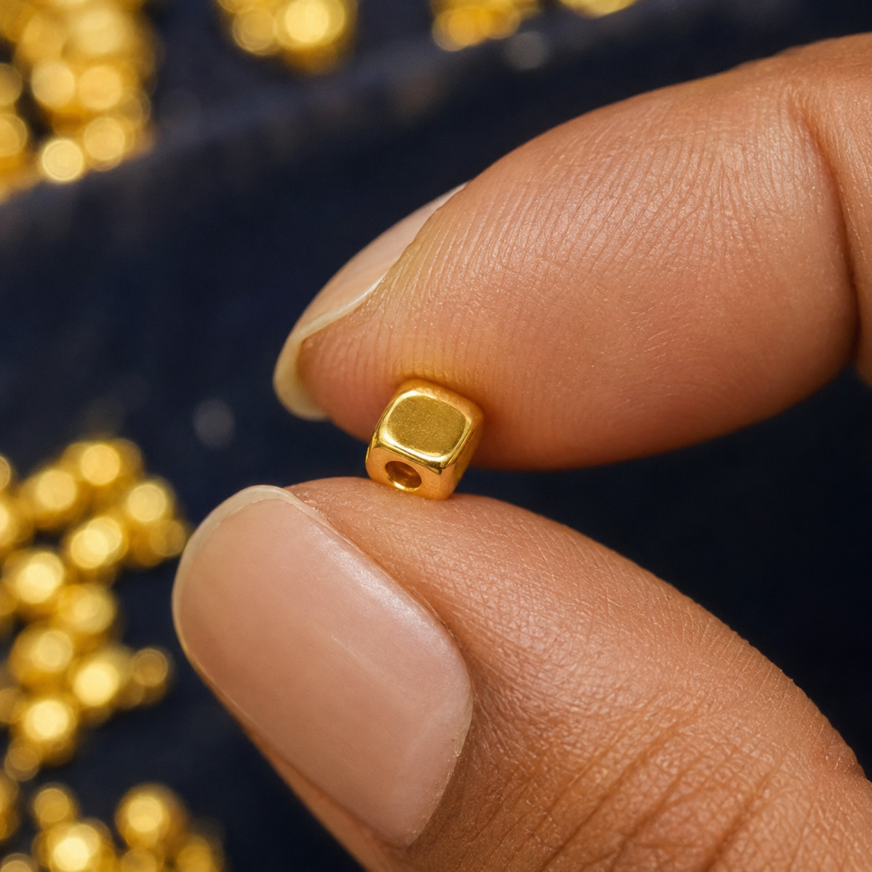 Gold Beads 18K Solid Au750 | Round Pearlescent DIY Jewelry Supplies