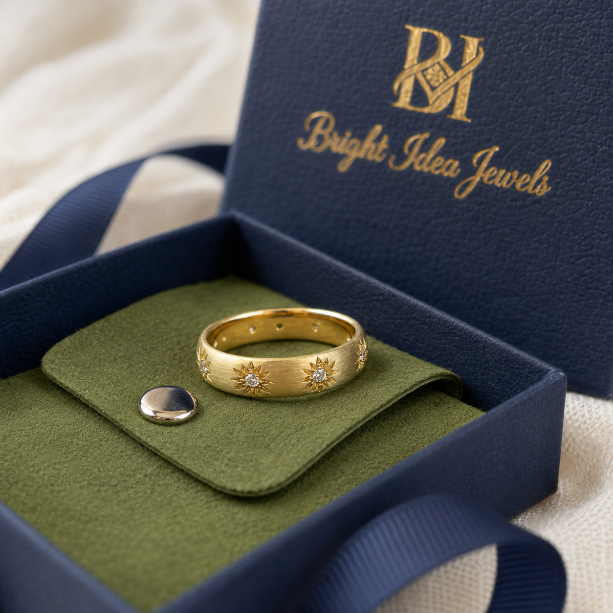 Gold Ring 18K Solid | Filigree Star Moissanite Band | Fine Jewelry Au750