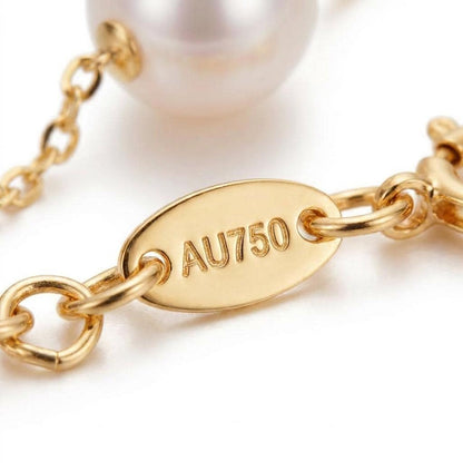 18K Solid Gold Freshwater Pearl Bracelet · Baby's Breath Style · Au750 · Adjustable 18–22cm