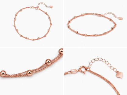 Double Layer Beaded Bracelet - 18K Solid Gold