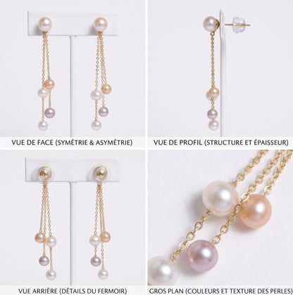 Freshwater Pearl Threader Earrings - 18K Solid Gold