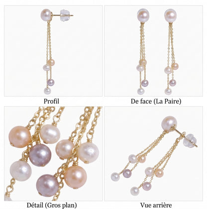 Freshwater Pearl Threader Earrings - 18K Solid Gold