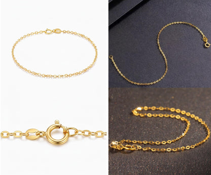 18K Solid Gold O Chain Bracelet | Minimalist Yellow Gold Everyday Jewelry