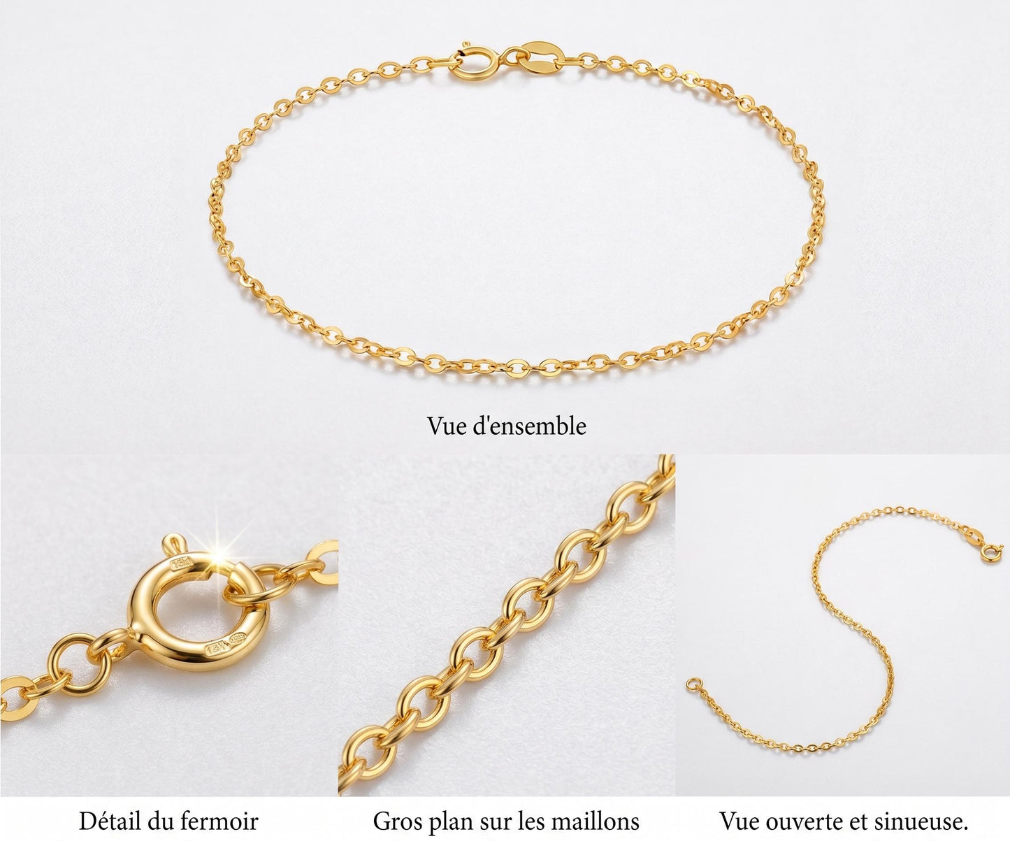 18K Solid Gold O Chain Bracelet | Minimalist Yellow Gold Everyday Jewelry